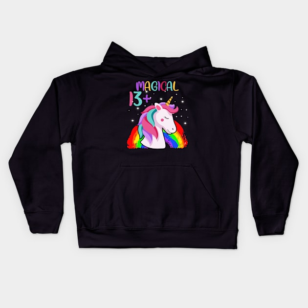 Unicorn Birthday Shirt 13 Years And Magical Girl Boy Gift Kids Hoodie by GillTee